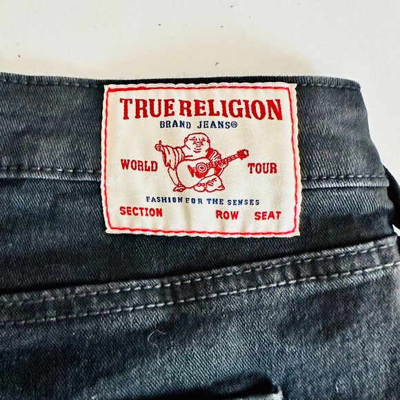 TRUE RELIGION BECCA STUDDED LOGO BOOTCUT BLACK JEAN DENIM PANTS - Picture 4 of 8